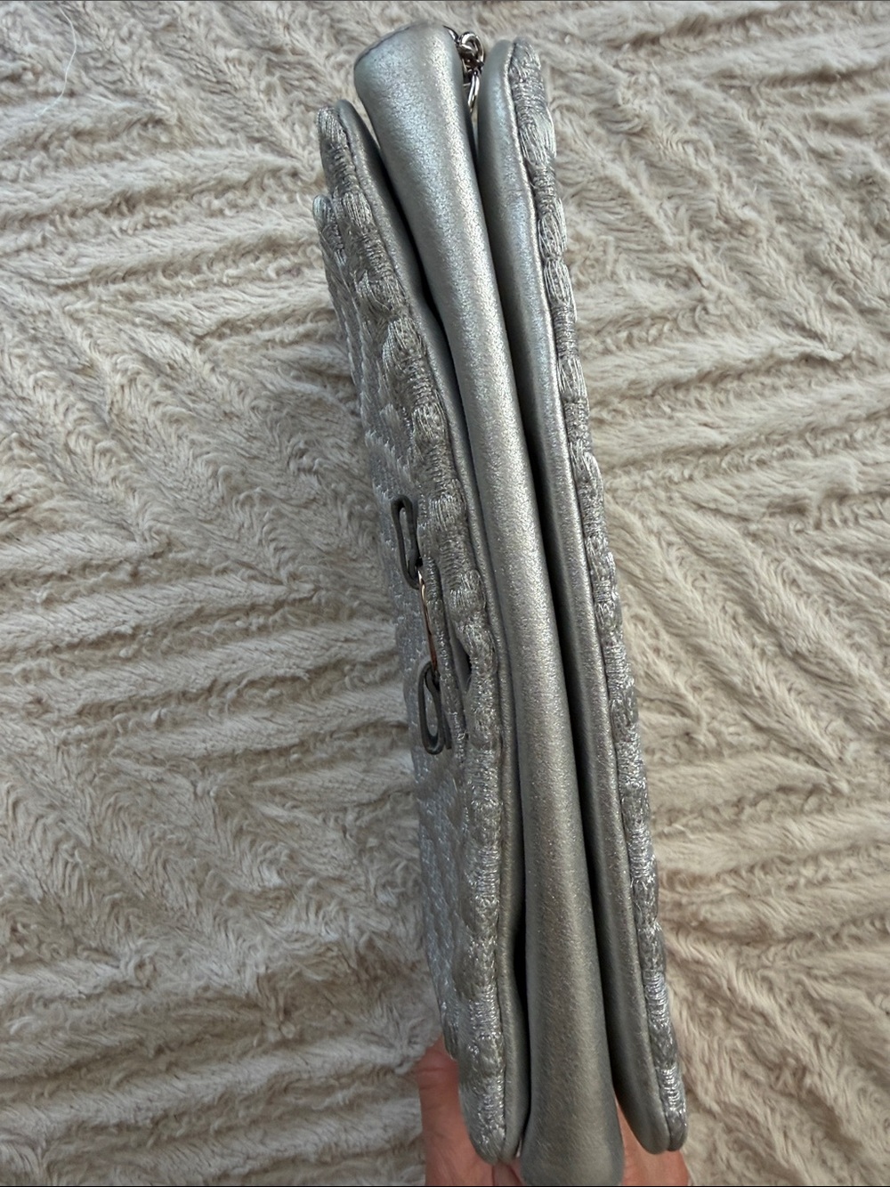 Salvatore Ferragamo Metallic Silver Chain-Handle Clutch - Picture 5 of 11